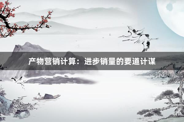 产物营销计算：进步销量的要道计谋